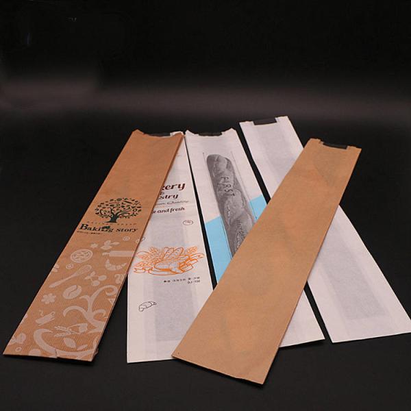 Custom Printed French Baguette Paper Bag Brown Paper Bakery Bags With Window