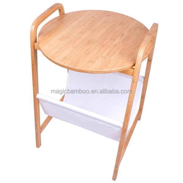 Bamboo Living Room Table with Non-Woven Fabric Storage Versatile and Eco-Friendly