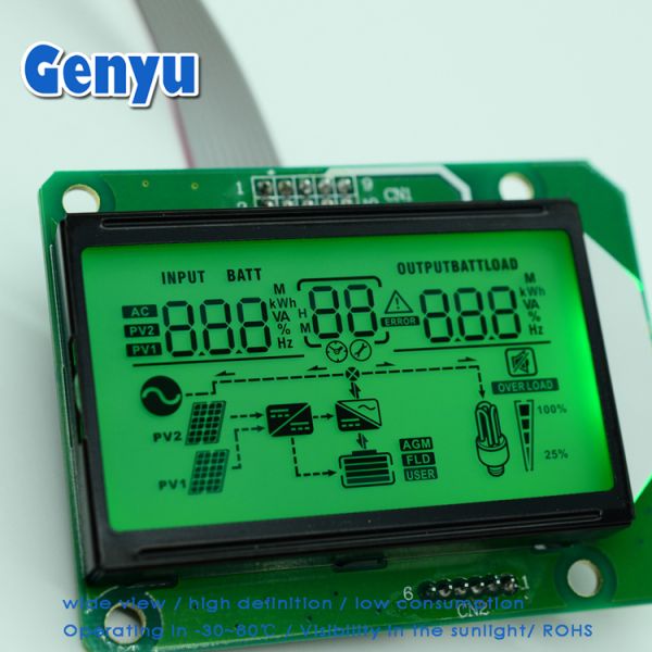 Monochrome HTN 7 Segment Display with 6 O' Clock Viewing Angle Customized Size Inverter LCD Screens from LCD