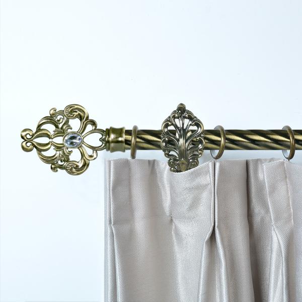 25MM Anti - Brass Color Curtain Rod Finial Iron Twisted Pipe Sets For Home Decor