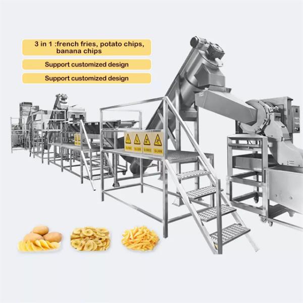 Multifunctional Automatic Potato Chips Making Machine SUS304 Stainelss Steel Material