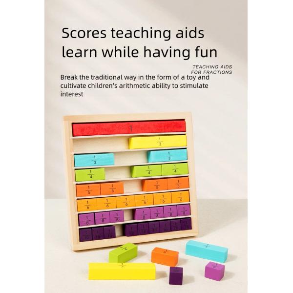 Montessori Wooden Mathematics Addition Subtraction Operation Fraction Learning Building Blocks Kids Counting Number Toys