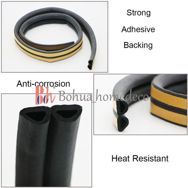 Big D Shape EPDM Rubber Seals Self Adhesive Anti Collision 14*12mm