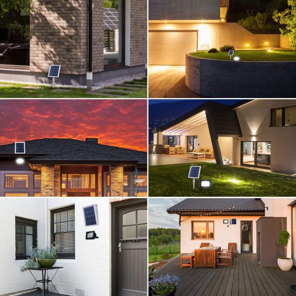 10W Solar Powered Exterior Wall Lights Warm White 3000K Ground Stake Solar Lights