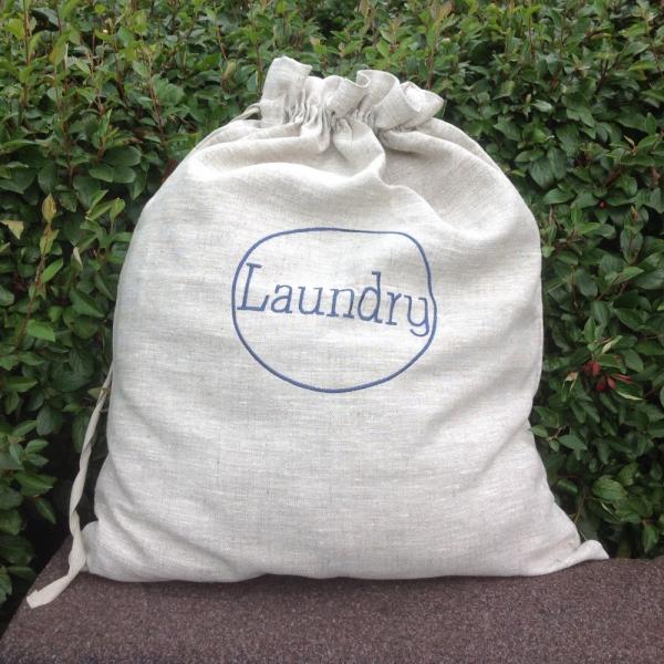 Dark Navy Linen Satin Strings Bpa Free Laundry Drawstring Bag