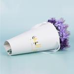 Waterproof PVC Folding Cardboard Gift Boxes Cone Flower Box With Handle