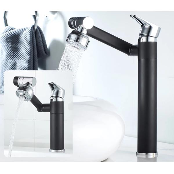 Swivel Rotate Black Mechanical Crane 360Degree Wash Basin Faucet