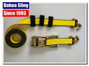 Yellow Tire Tie Down Straps , 2 X 27' Flat Hook Ratchet Straps For Trucks
