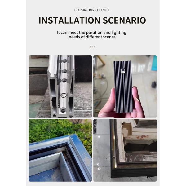 Frameless Tempered Sandwich Glass Railing Balustrade 10-13mm Glass U Base Profile Channel