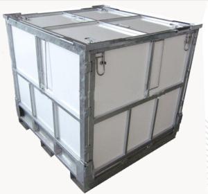China 1000L Steel Folding IBC Intermediate Bulk Container With Coated PP Panel wholesale