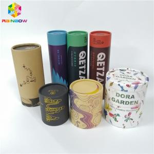 China Round Kraft Paper Box Packaging Tube Push Up Lid CMYK Color For Food Packaging on sale