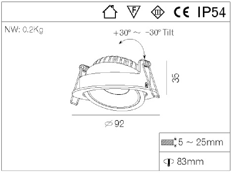 IP54 7W LED Retrofit Mini LED Downlight 3.5 Inches Dimmable COB Mini LED Down Light