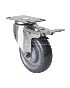 China Corrosion-Resistant Material Stainless Steel Plate Brake PU Caster S5424-75 4 100kg wholesale