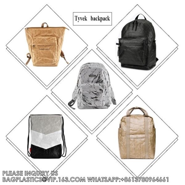 Wholesale Tyvek Waterproof Gym Bag Sports Soccer Drawstring Backpack Shopping bag, Promotional bag, Gift bag, Packing