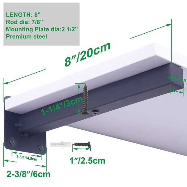 Wall Mounted Industrial Metal Shelf Supports Square Pipe Floating Shelf Brackets