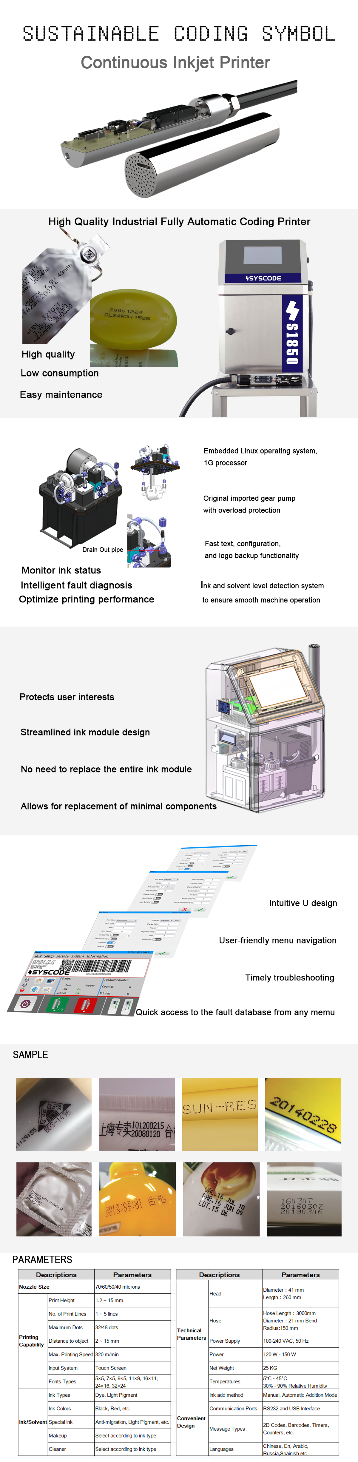 S1850 High-Speed CIJ Inkjet Coding Printer: Leading Manufacturer for PVC, PP, and HDPE Pipe Marking Solutions
