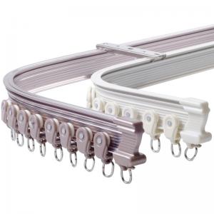 China Heavy Duty Curved Aluminum Pole Bay Window Rod Bendable Curtain Track Rail for Room Divider wholesale