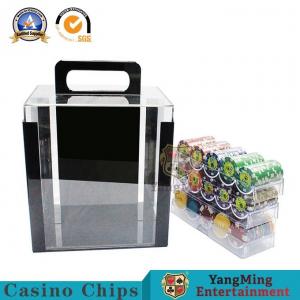 China 1000PCS Poker Round Chips Carrier Handle Full Transparent Chips Case wholesale