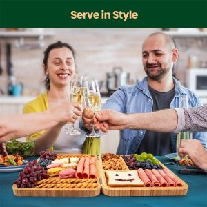 Foldable Sustainable Bamboo Charcuterie Board Knife Set for Entertaining
