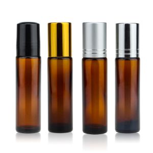 10ml Amber Glass Roll On Bottles With Aluminum Plastic Cap