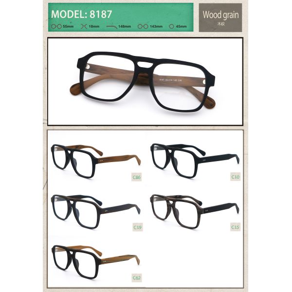 Adjustable Polygons Wood Grain Glasses Acetate Material 8187