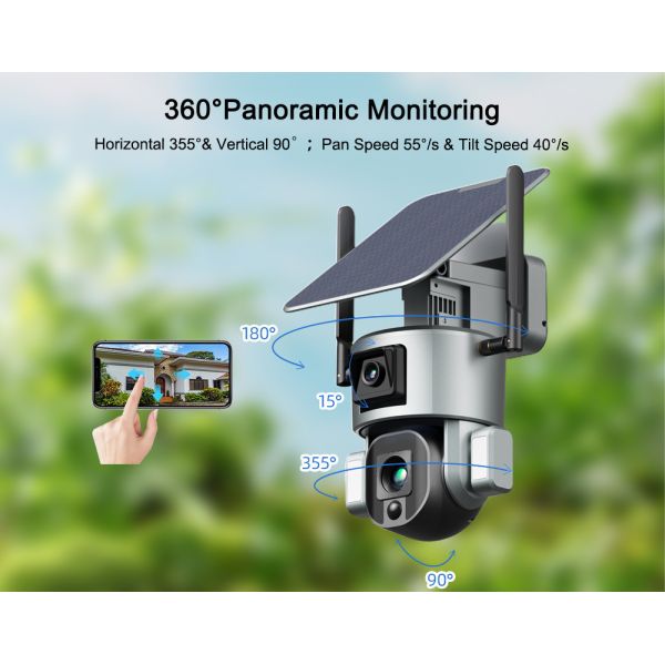 IP65 Wireless Solar Wifi Security Camera 10X Optical Zoom Human Tracking