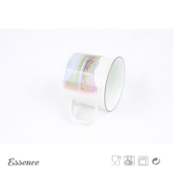 Custom Printing Bone China Mugs , Ceramic White Mugs For Sublimation