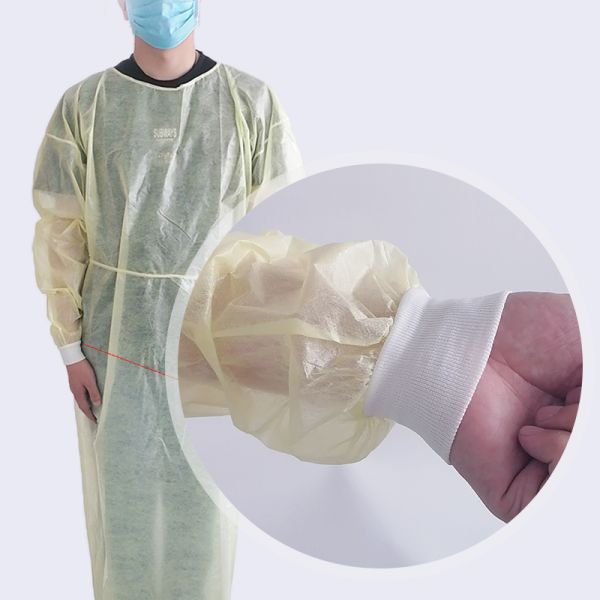 PPE Disposable Waterproof Protective Isolation Gown 25gsm PP Non Woven Isolation Gowns with elastic c