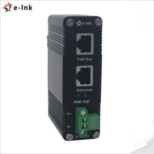 China 12~48VDC 1.25G 2.5G 5G 10G Power Over Ethernet Injector 30W DIN Rail PoE Injector on sale