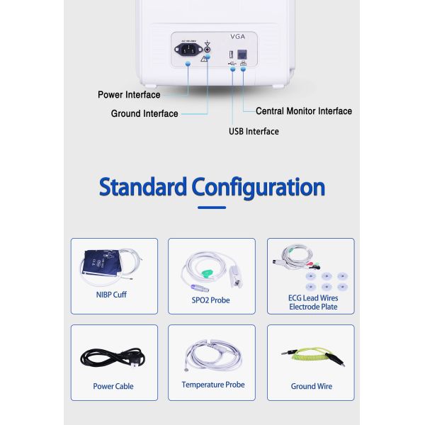 Support 16 Languages Wireless Central Monitor Multi Parameter Patient Monitor