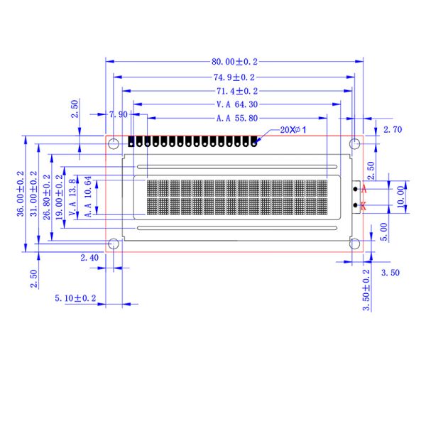16pin STN Character LCD Display Customized Mono 16x2 LCD Module