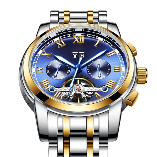 SS Strap 40mm Automatic Mechanical Watch 3BAR Multi Function With Calendar