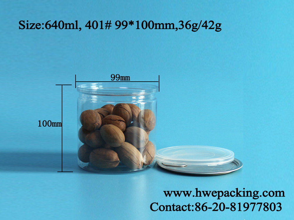 21.6oz 640ml Cotton Candy Clear Plastic Cans With Easy Open End