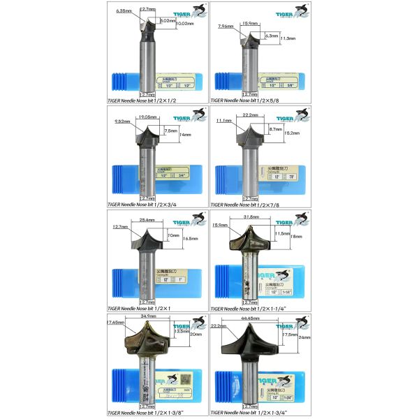 Pointed Nose Tiger Bit 65HRC Arc Milling Door Panel Cnc Machion Tools