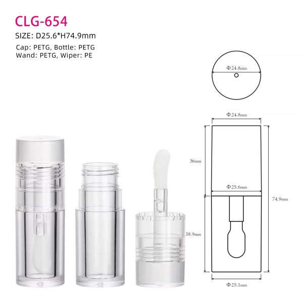 Clear PETG Round Lip Gloss Container Recyclable Plastic Bottle