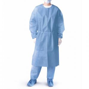 China Lab Coat SMS Work Wear Pocket Uniform Scrub Knee Length Non Woven Disposable With Knit Collar And Cuffs wholesale