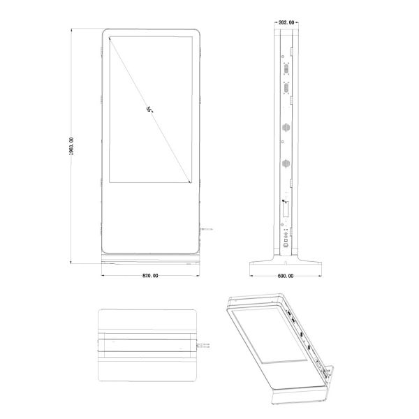 55 Inch Digital Signage Kiosk Capacitive Touch Screen LCD Screen High Brightness Totem