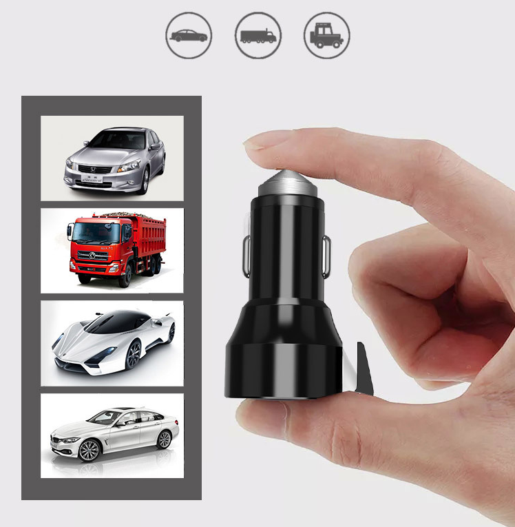 Black Universal USB Car Charger With LED Display For GPS 12 Months Warranty