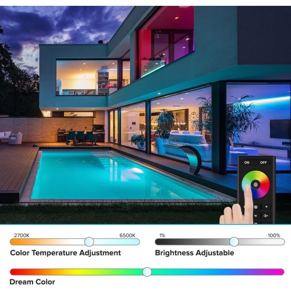 RGBCCT Dimmable COB LED Strip Lights 5M 21W/M 35.71mm 12MM