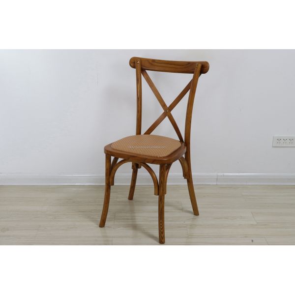Folded Nordic Modern Rattan Cross Back Solid Wood Wedding Wooden Chair for Banquet Y Mail Packing