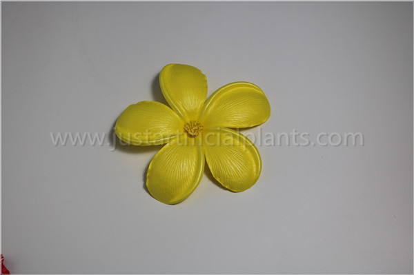 Yellow 4" 8" Artificial Frangipani Flowers , Fake Frangipani Flowers Wall Decoration