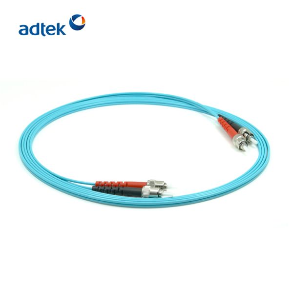ST/UPC To FC/UPC DX OM3 Aqua Fiber Patch Cable 0.9mm for Data Center