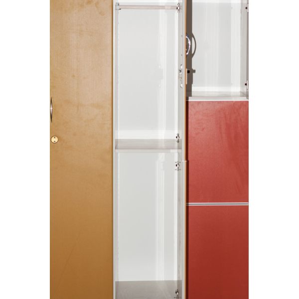 Red Door PVC Material Employee Storage Lockers Sturdy Four Tier Lockers For GYM