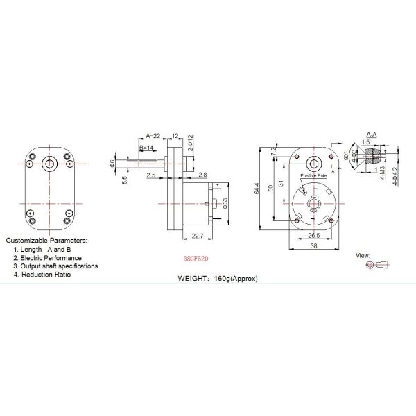 L Shape DC Spur Gear Motor 12v 24v High Torque DC Motor With Threaded Shaft