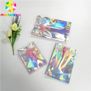 China Clear Front Hologram Foil Pouch Packaging Three Side Seal Bags Recyclable k on sale