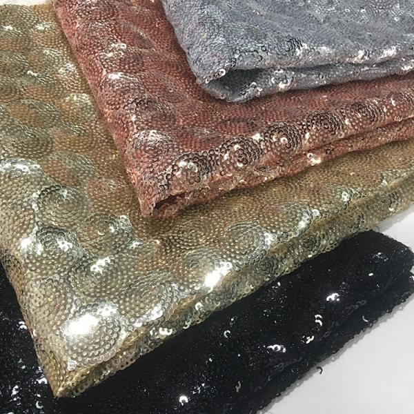 Bulk Flocked Glitter Sequin Fabric Lightweight Breathable Knitted Hot Foil Stamping