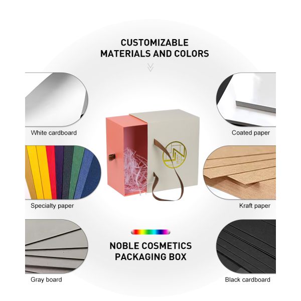Eco Friendly Rigid Cardboard Sliding Drawer Gift Boxes With Ribbon Handle