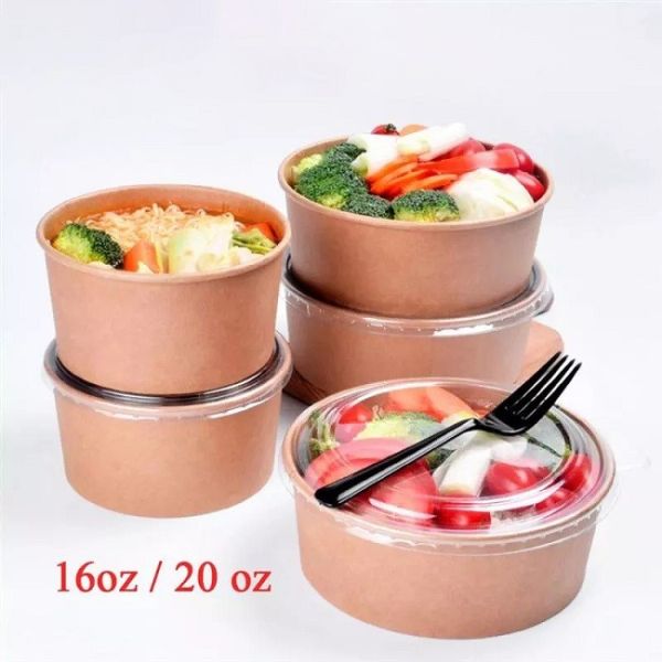 CMYK Winpac Kraft Paper Food Packaging Single Wall Kraft Paper Salad Bowl