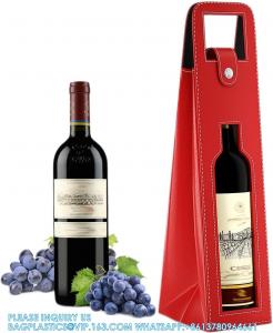 China Leather Wine Gift Bag 16.1x3.5x3.5 In, Wine Gift Tote Bag, Reusable Clasp Gift Wine Bag, Portable Wine Protector wholesale