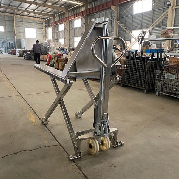 Double Piston Manual Scissor Lift Tables Steel Fork Length 45.28in Scissor Lift Pallet Truck